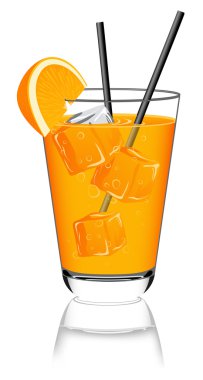 Glass of orange juice clipart