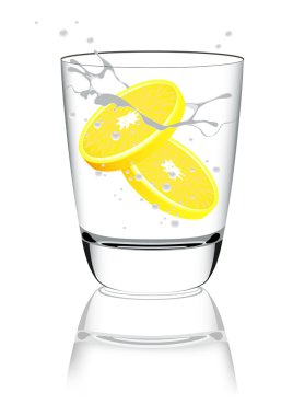 Glass of water with lemon clipart