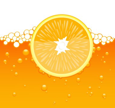 Orange slice in the juice clipart