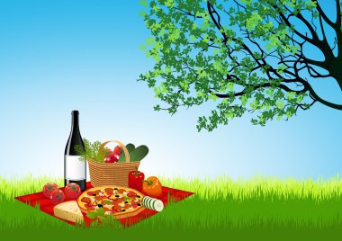 Picknick on summer field clipart