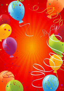 Red celebration background with balloons clipart