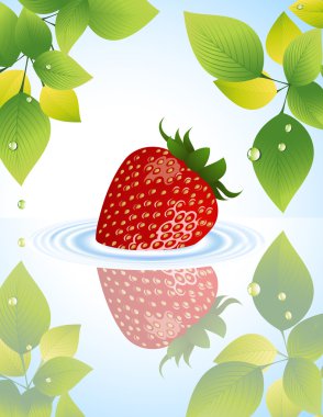 Strawberry in the water behind the tree clipart