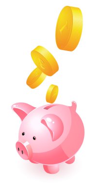 Piggy bank and money clipart