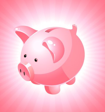 Piggy bank on pink background clipart
