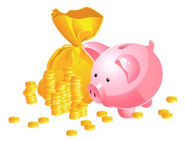 Piggy bank and moneybag clipart