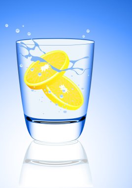 Lemon in the mineral water splash clipart