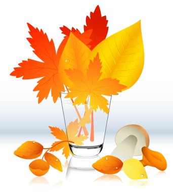 Autumnal leaf in the glass clipart