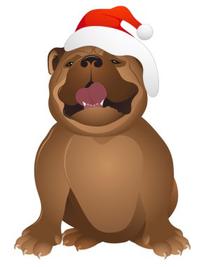 Buldog_with_Santa_hat clipart