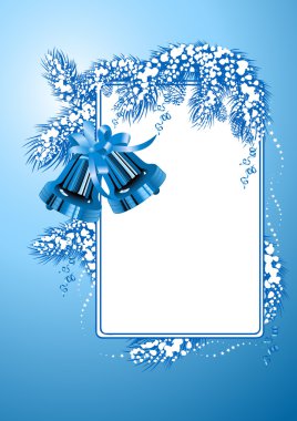 Frame with christmas bells blue color clipart