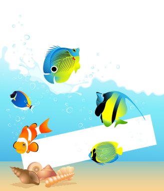 Sea fish frame clipart