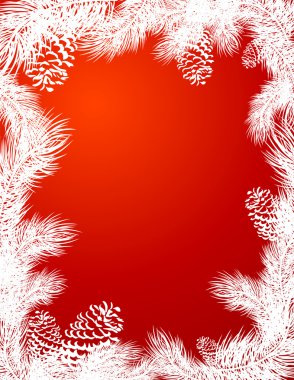 Frame_of_pine_trees_branch_red_color clipart