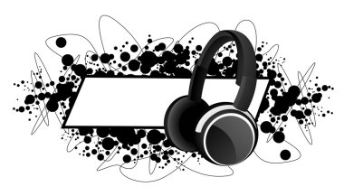 Frame with headphones clipart