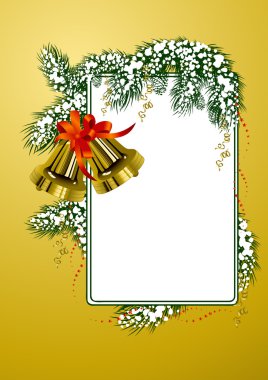 Frame with christmas bells gold color clipart