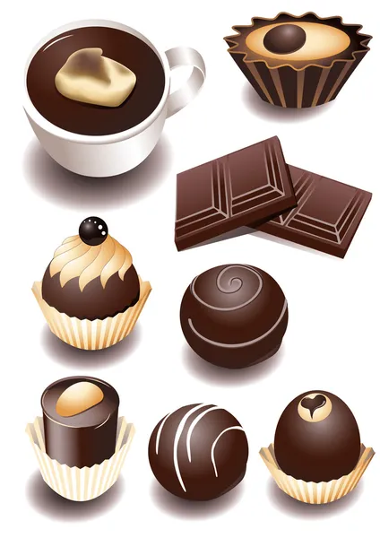 Csokoládés édességek — Stock Vector