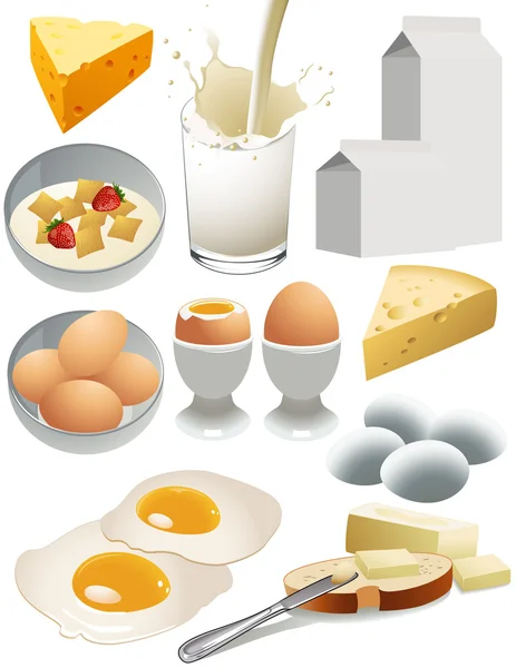 Productos lácteos — Vector de stock