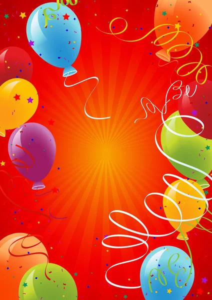 Червоний фон святкування з повітряними кулями — стоковий вектор