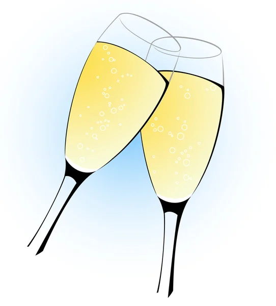 Dwie szklanki szampana. — Wektor stockowy