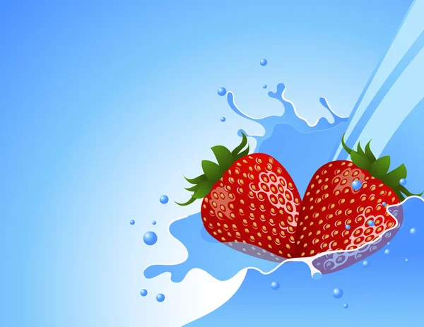 Φράουλα σε το πιτσίλισμα νερού — Διανυσματικό Αρχείο