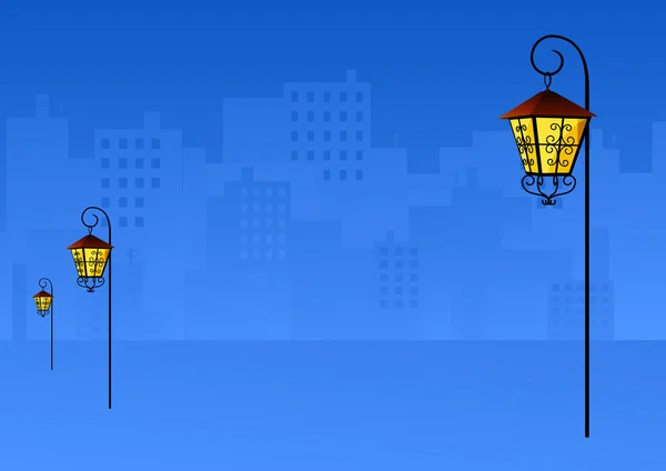 Lanterne dans la ville — Image vectorielle