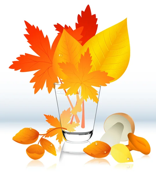 Autumnal leaf in the glass — Stock Vector