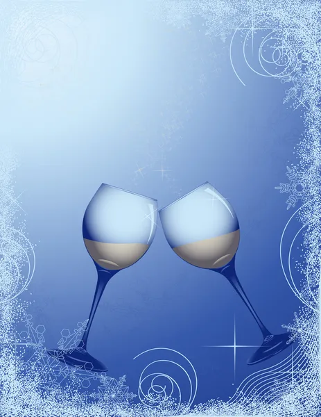 つるクリスマス ワイン グラス — ストックベクタ