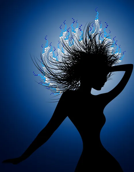 Disco-Mädchen mit brennenden Haaren — Stockvektor