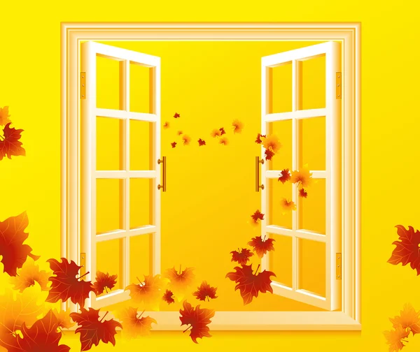 Ouvrir la fenêtre _ automnale — Image vectorielle
