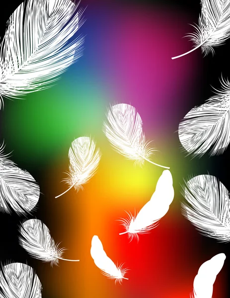 虹色の羽の背景 — ストックベクタ