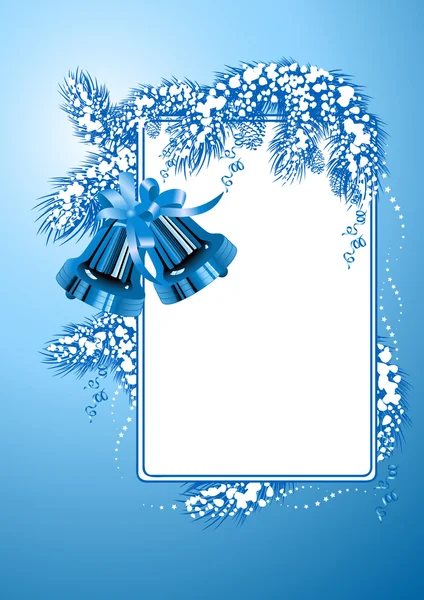 Cornice con campanelli di Natale colore blu — Vettoriale Stock
