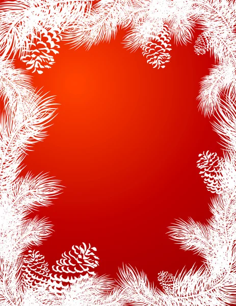 Frame_of_pine_trees_branch_red_color — ストックベクタ