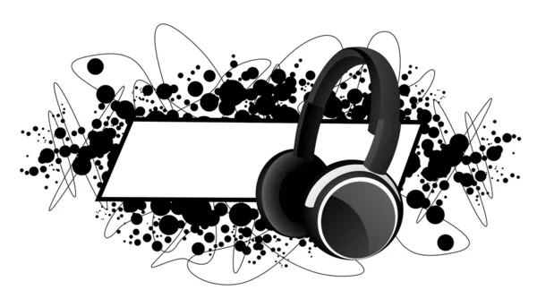 Cadre avec écouteurs — Image vectorielle