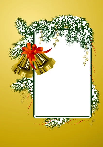 Telaio con campane di Natale colore oro — Vettoriale Stock