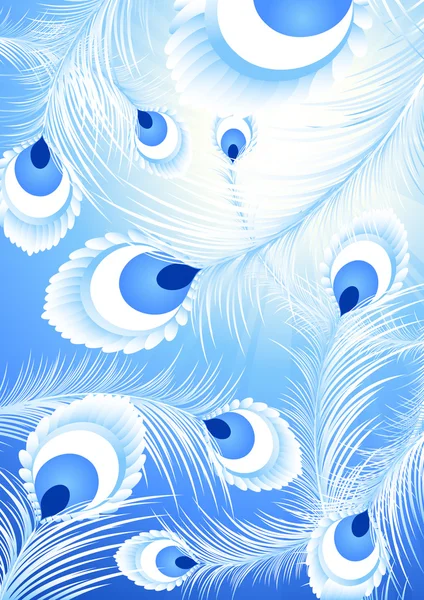 Bianco sfondo di piuma di pavone — Vettoriale Stock