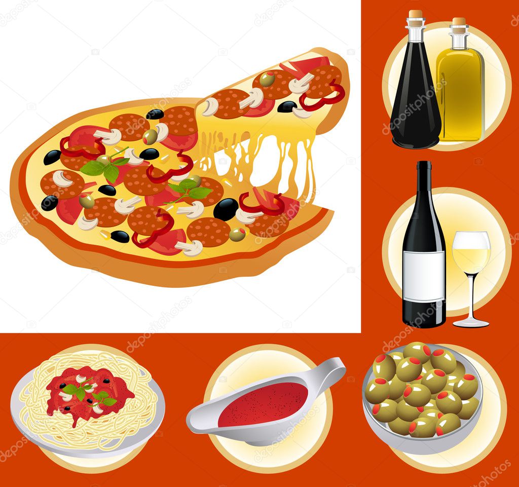 Italian food set — Stock Vector © alegria #1637538