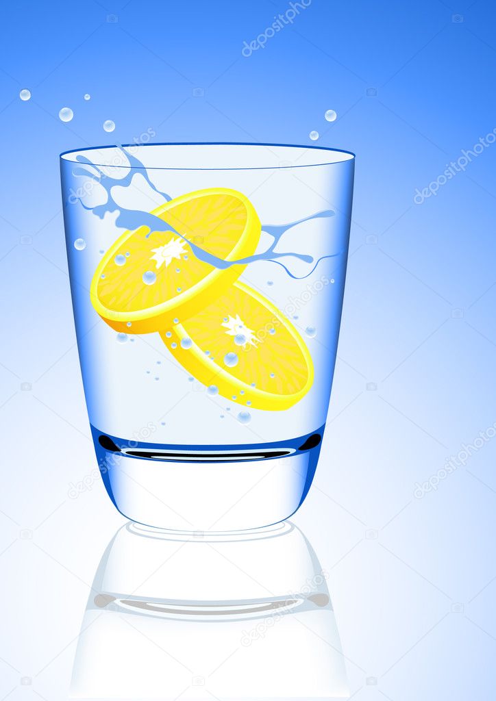 Lemon in the mineral water splash