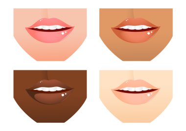 Woman lips different nations clipart