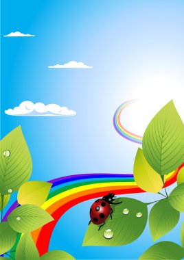 Ladybird_and_rainbow clipart