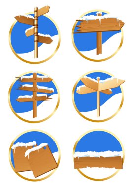 Winter direction sign icons clipart