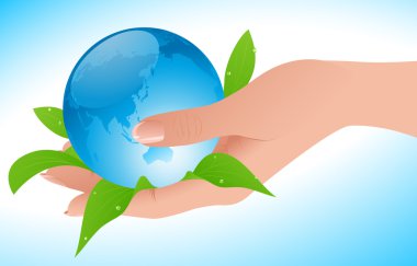 World in human hand clipart