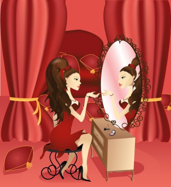 Girl and mirror clipart
