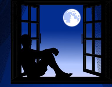 Man_sitting_in_the_night clipart