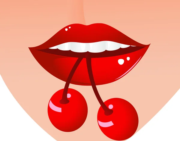 Seksi kiraz dudakları — Stok Vektör