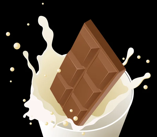 Choklad i mjölk splash — Stock vektor