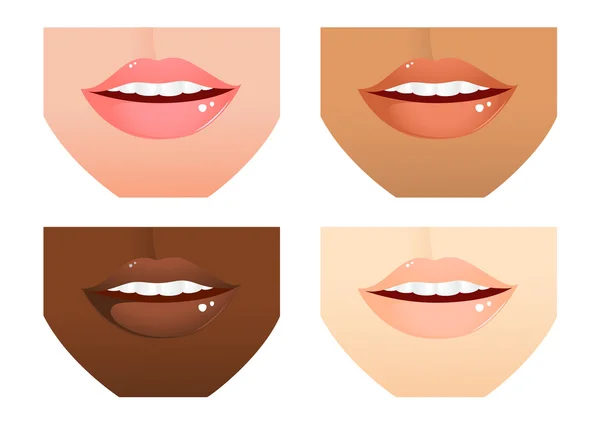 Kadının dudakları farklı ulusların — Stok Vektör