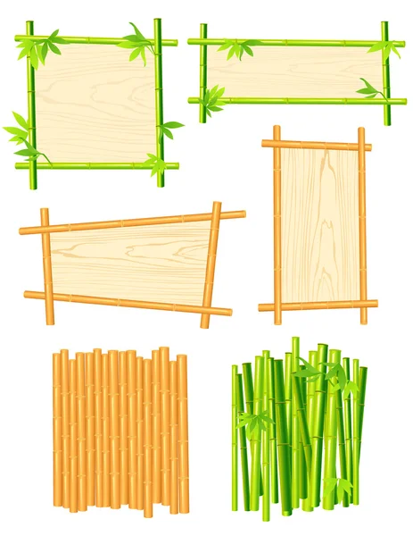 Conjunto de molduras de bambu —  Vetores de Stock