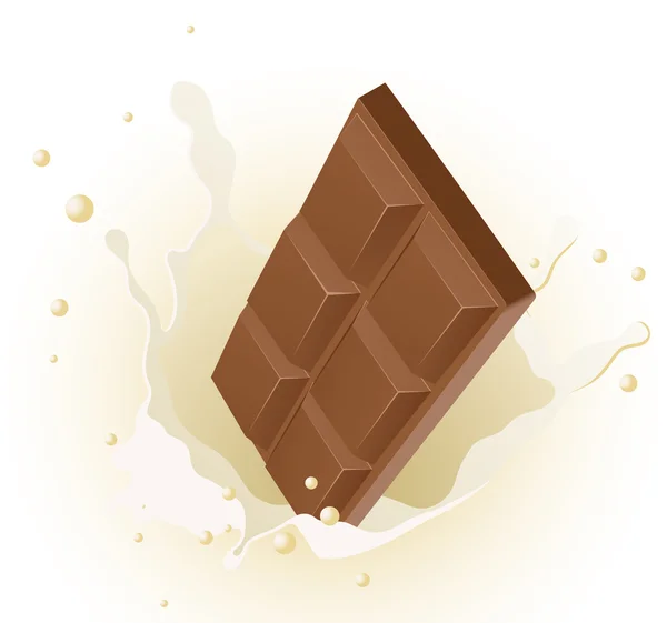 Chocolate in milk splash — Stock Vector