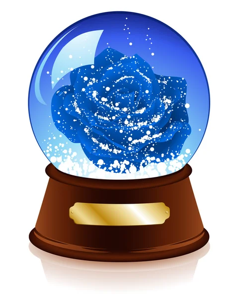 Sphère de Noël avec rose bleue à l'intérieur — Image vectorielle