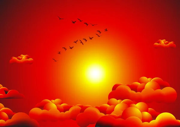 Flock in the sunset — Stock Vector