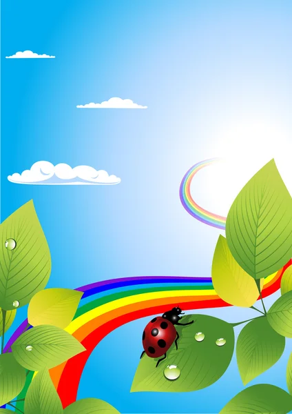 Ladybird_and_rainbow — Stock vektor