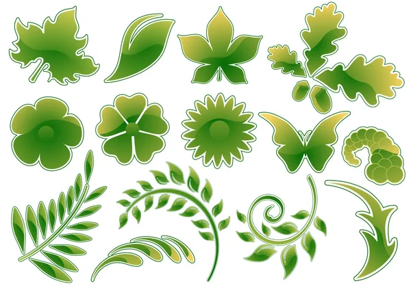 Iconos de hojas — Archivo Imágenes Vectoriales